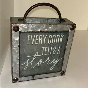 Home decor Every cork tells a a story cork box silver rustic tin look